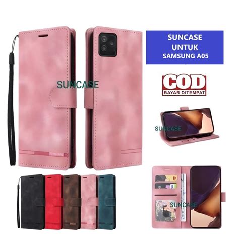 Jual Casing SAMSUNG A05 Model Flip Buka Tutup Case Kulit Ada Tempat