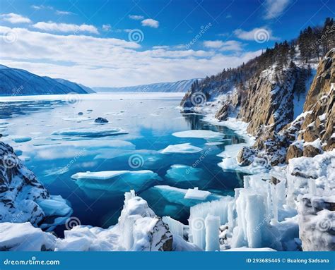 Ilustra O Do Conceito De Vida Selvagem Do Lago Baikal Congelado