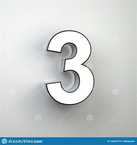 Wall Sign Number 3 Neon Font Isolated on White Wall. Stock Illustration ...