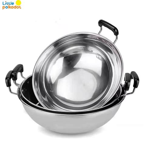 Jual 40CM Wajan Stainless Steel Premium Wajan Penggorengan Kuali Wok