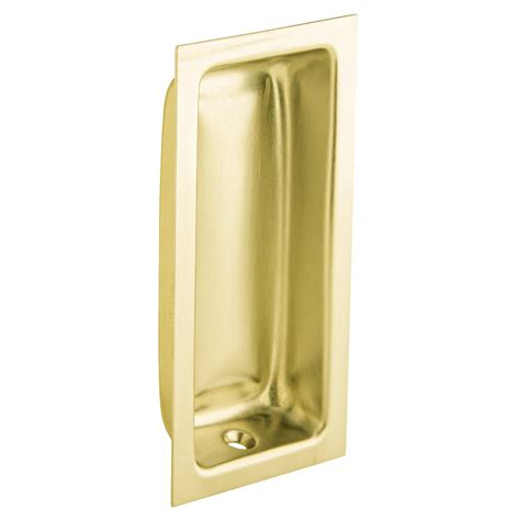 Ives 227b4 Brass Flush Pull 3 5 8 H X 1 3 4 W X 9 16 D Satin Brass B And H Depot Door Hardware