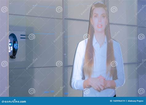 Interactive Virtual Promoter Hologram Mannequin Advanced Digital Display Editorial Stock Image