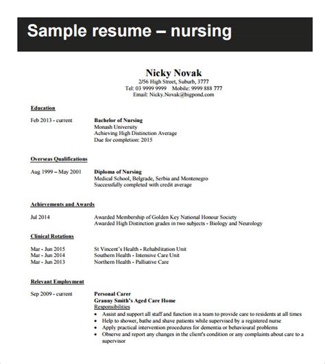 Registered Nurse Resume Template Word