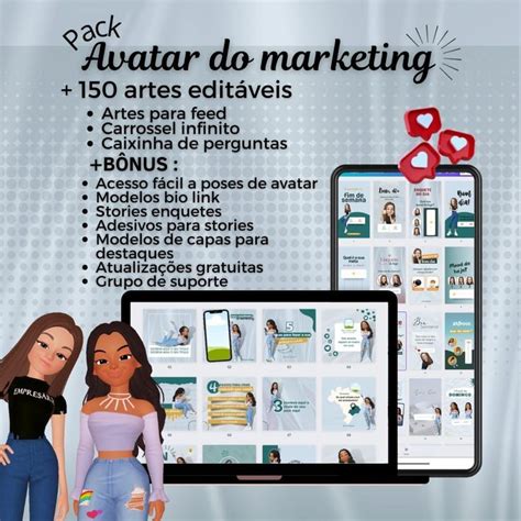 Pack Avatar Do Marketing Modelo De Capa Marketing Ganhar Dinheiro