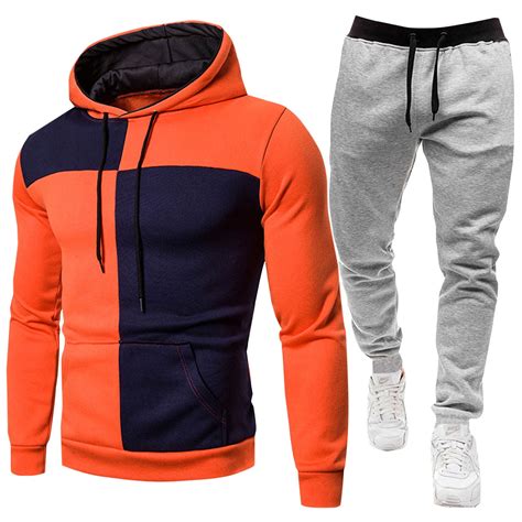 Atogsazn Mens Colorblock Jogger Tracksuits Casual Long Sleeve Hooded