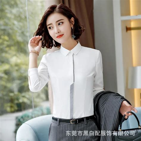 Autumn Formal Long Sleeve Women White Shirt Ol New Elegant Stand Color