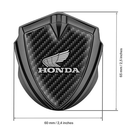 Honda Bodyside Emblem Badge Graphite Black Carbon Winged Design Metal