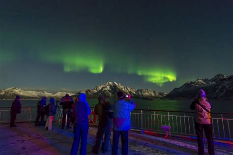 A display of the Northern Lights seen during a Hurtigruten sailing.