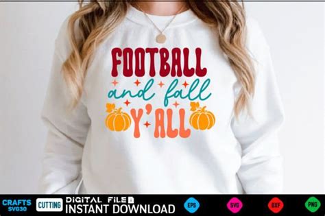 Football And Fall Y All Retro Svg Design Graphic By CraftsSvg30