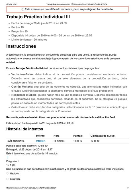 Trabajo Práctico Individual III Este examen se ha calificado de nuevo