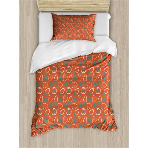 Strawberry Twin Size Duvet Cover Set Modern Design Brush Stroke Style