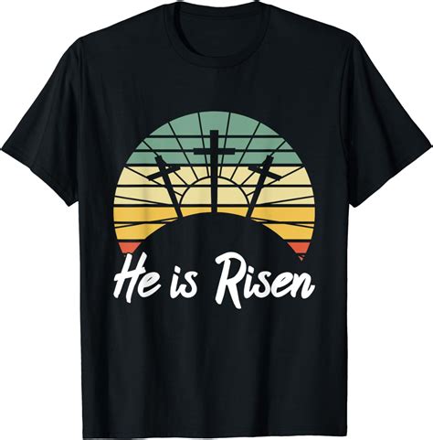 Retro He Is Risen Christian Jesus Christ Religious Easter T Shirt