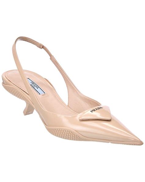 Prada Brushed Leather Pointy Toe Slingback Pump In Pink Lyst