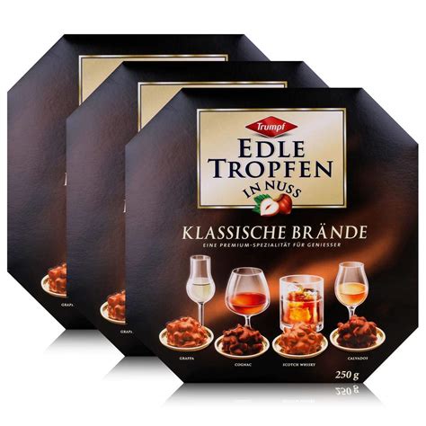 Trumpf Edle Tropfen in Nuss Klassische Brände 250g Mit Alkohol 3er