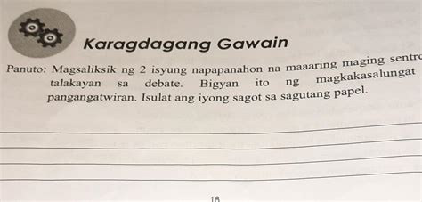 Karagdagang Gawain Panuto Magsaliksik Ng Isyung Napapanahon Na