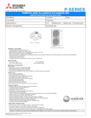 Fillable Online P SERIES Submittal Data PLA A42BA4 Fax Email Print