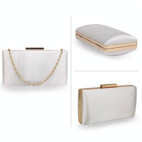 Lse00314 Ivory Satin Clutch Evening Bag