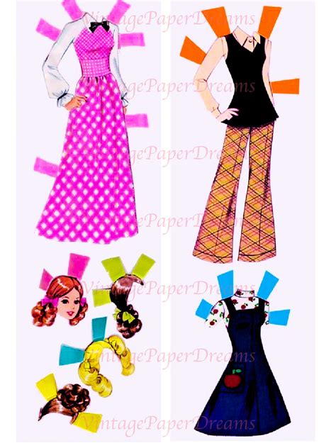 Vintage Paper Doll Printable Pdf Barbie Paper Doll 70s 1970s Paper Doll