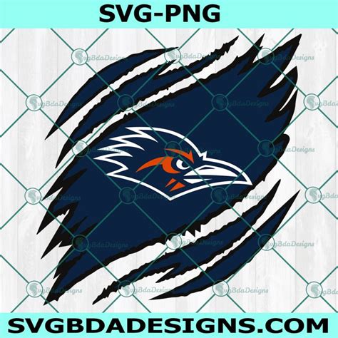 Utsa Roadrunners Ripped Claw Svg Ncaa Mascot University College Svg