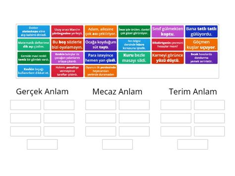 Gerçek Mecaz Terim Anlam Group sort