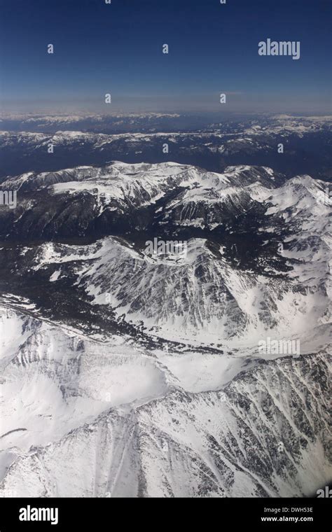 Snow covered Rocky Mountains over Colorado Stock Photo - Alamy