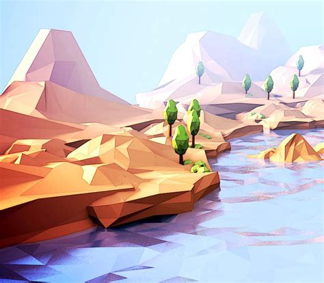 poly landscapes  motion graphics served landscape background