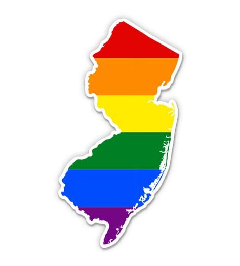 New Jersey Gay Flag State Shape Rainbow Pride Lgbt 3 Vinyl Sticker