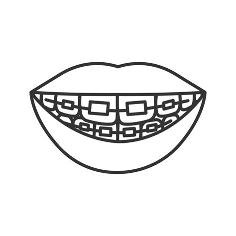 Dental Braces Linear Icon Thin Line Illustration Teeth Aligning