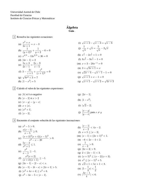 GUIA Unidad 2 Ecuaciones E Inecuaciones Matemática Básica Studocu