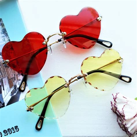 Heart Shaped Rimless Sunglasses Etsy