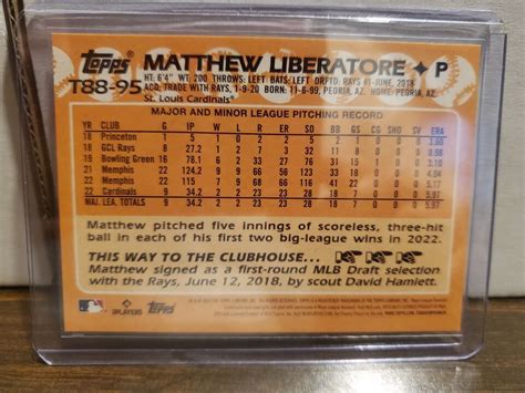 Matthew Liberatore Topps Mlb Series T Rookie Card Cardinals