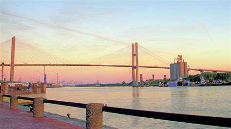 River Street with Bridge over the Savannah River-Savannah, Georg ...