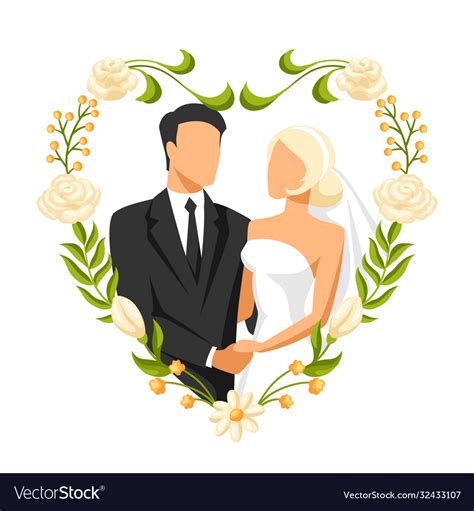 Wedding bride and groom Royalty Free Vector Image