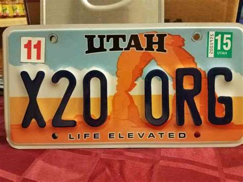 Utah license plate Life Elevated X20 0RG