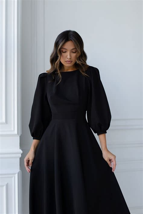 formal black dresses with sleeves