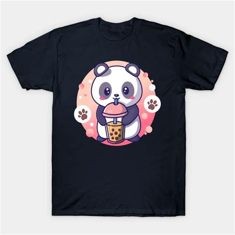 Cute Panda Drinking Boba Milk Tea T Shirt