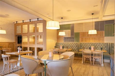 Stylish Interior of a Cozy Restaurant. Interior Design in Light Colors Stock Photo - Image of ...