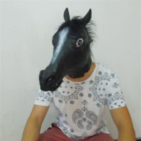 Black Horse Mask Creepy Funny Latex Horse Head Mask Halloween Costume ...