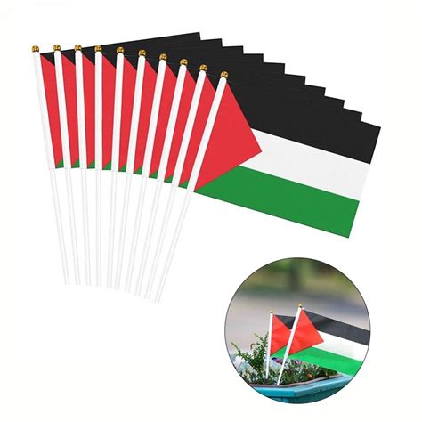 10 Pack Palestine Stick Flag Palestinian Small Mini Hand Held Flags