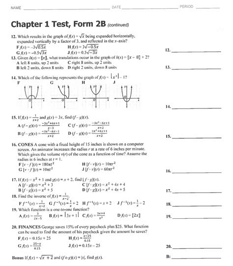 [SOLVED] Chapter 1 Test, Form 2B SCORE Write the letter for the ...