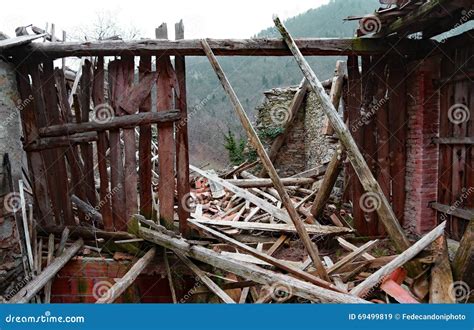 Rubble And The Ruins Of The House Destroyed By Powerful Earthqu Stock