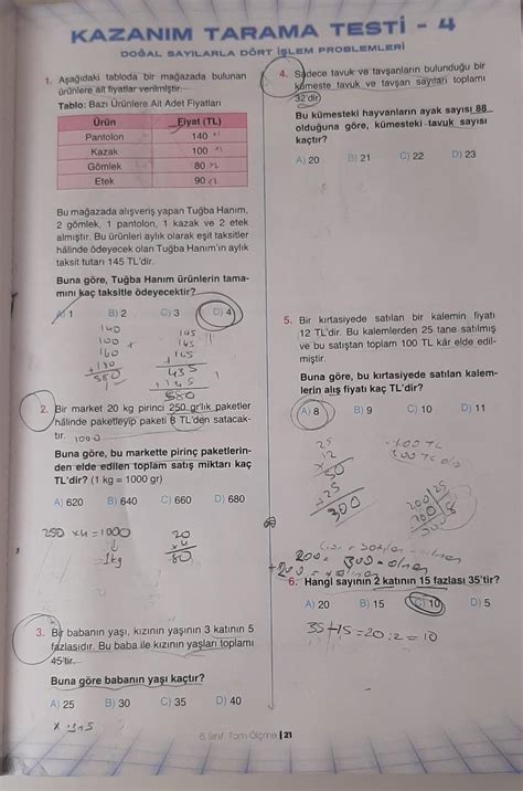 Sinif Mat Ve Sorulara Bakar Misiniz Birini Cozseniz Bile