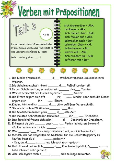 Rektion Der Verben Online Worksheet For B You Can Do The Exercises