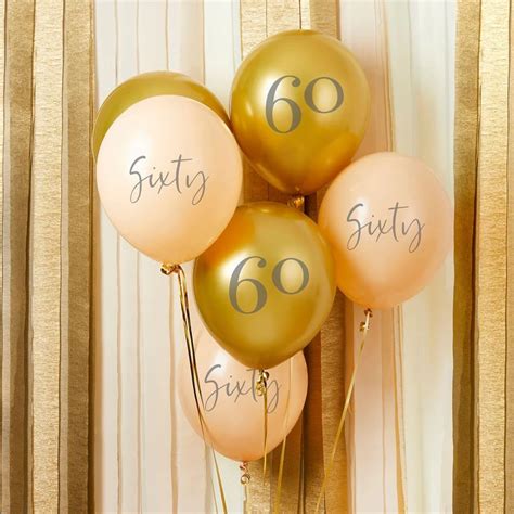 Buy Club Green 6 Gold And Nude 60th Birthday Balloons Age 60 Party Balloons 60th Birthday