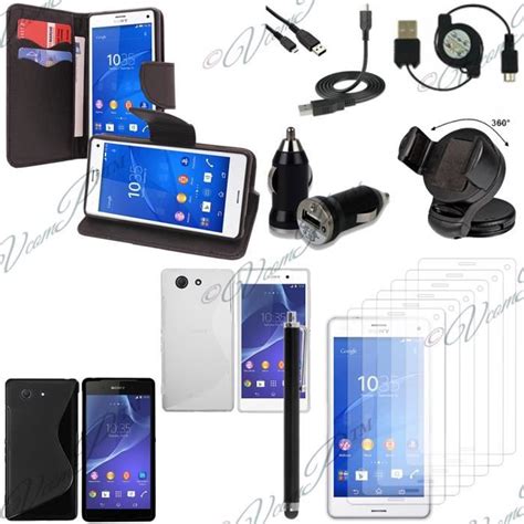 Pour Sony Xperia Z3 Compact D5803 D5833 NOIR Lot Etui Housse Coque