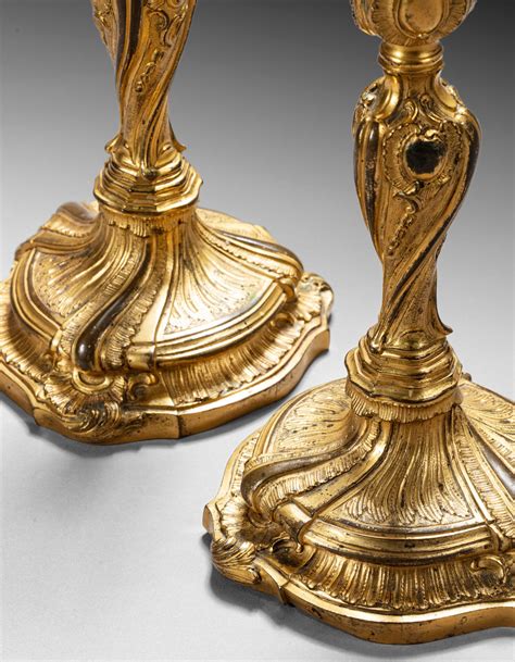 A Pair Of Louis Xv Gilt Bronze Candlesticks Circa Paire De