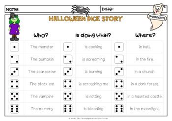 Halloween Roll A Story Spooky Dice Story Writing By Nekoneko