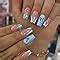 Amazon Pcs Nude Pink Press On Nails Medium Square YEFIUO Glitter Fake Nails With Gold