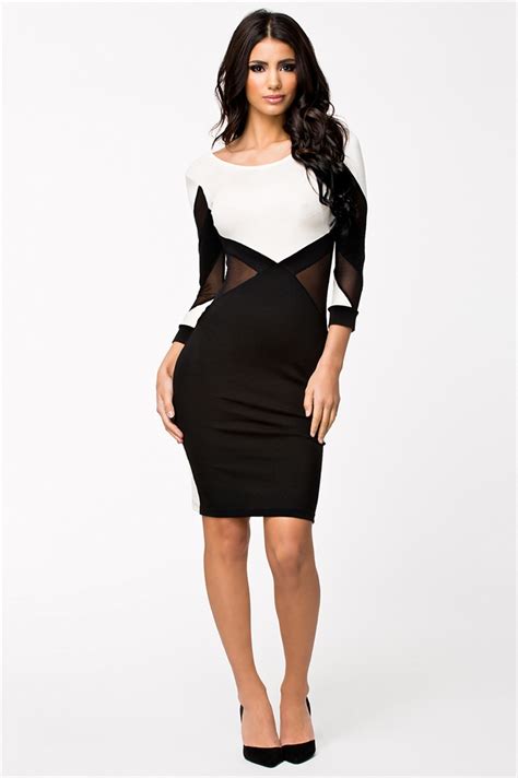 Sexy Style Black White Package Hip Dress N9306