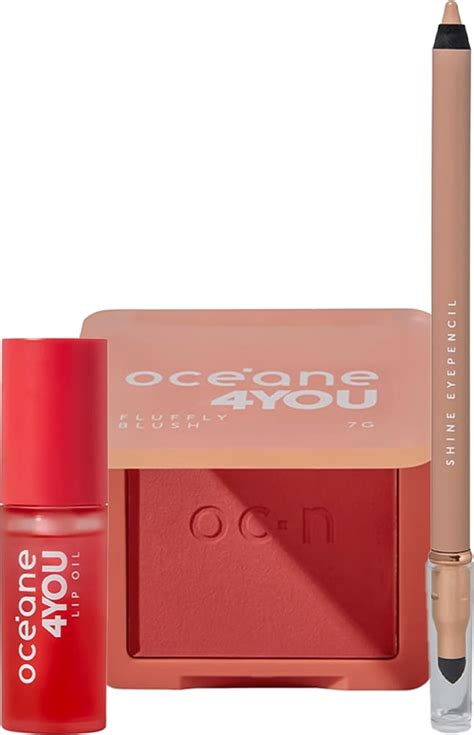 Kit Océane you Lip Oil Coral Pink Blush Cremoso e Shine Nude Lápis para Olhos produtos
